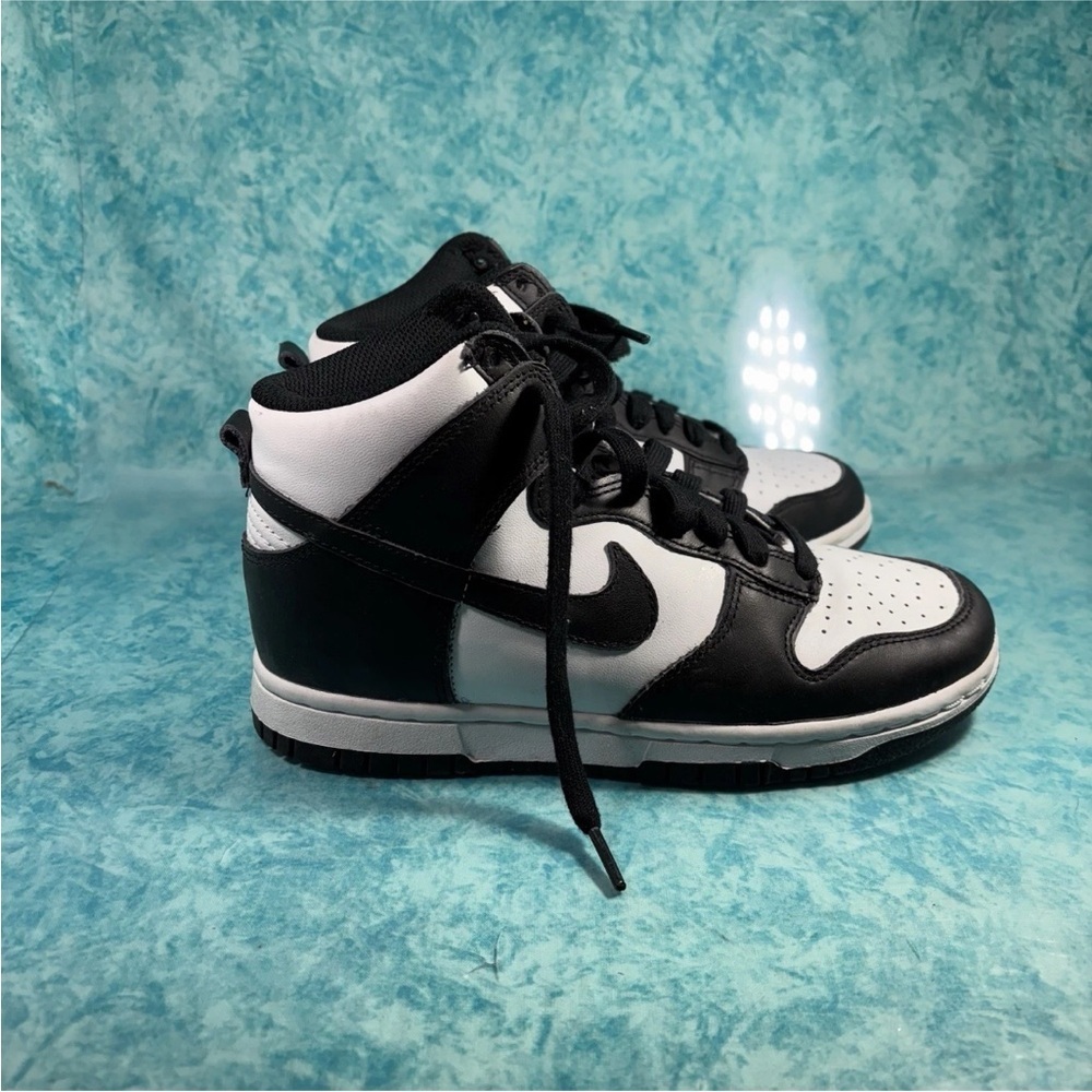 Nike Panda Dunk High Women’s Leather Black White Shoes Sneaker Size 6